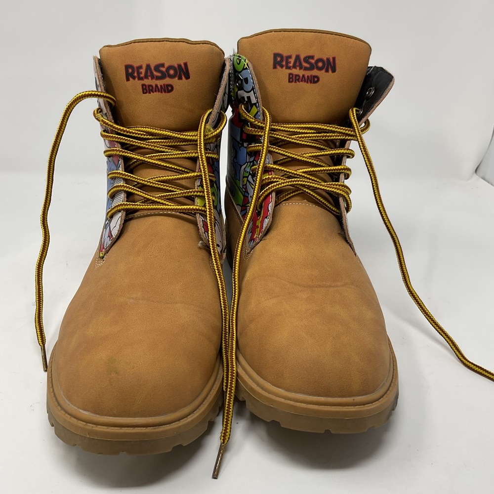 Like new Reason x Popeye Collaboration Tan Graphic Men's Boots sz 10.5 (VJSMDO) - Picture 3 of 6